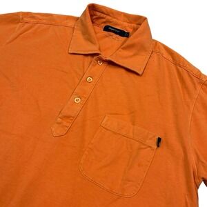 Zegna Sport Sun Bleached Jersey Polo Shirt Mens Large Orange Cotton Short Sleeve